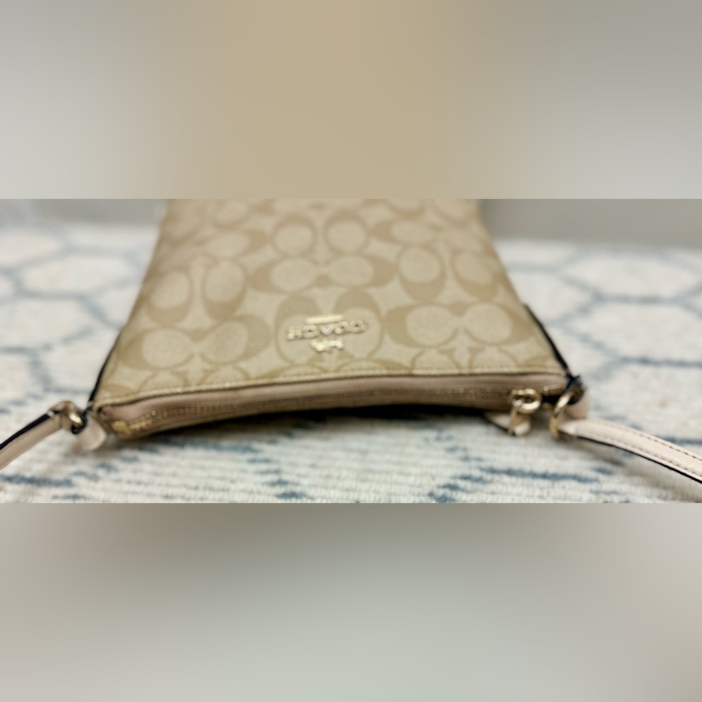COACH Signature Beige/White Monogram Logo North South Adjust. Strap Crossbody - Picture 10 of 16
